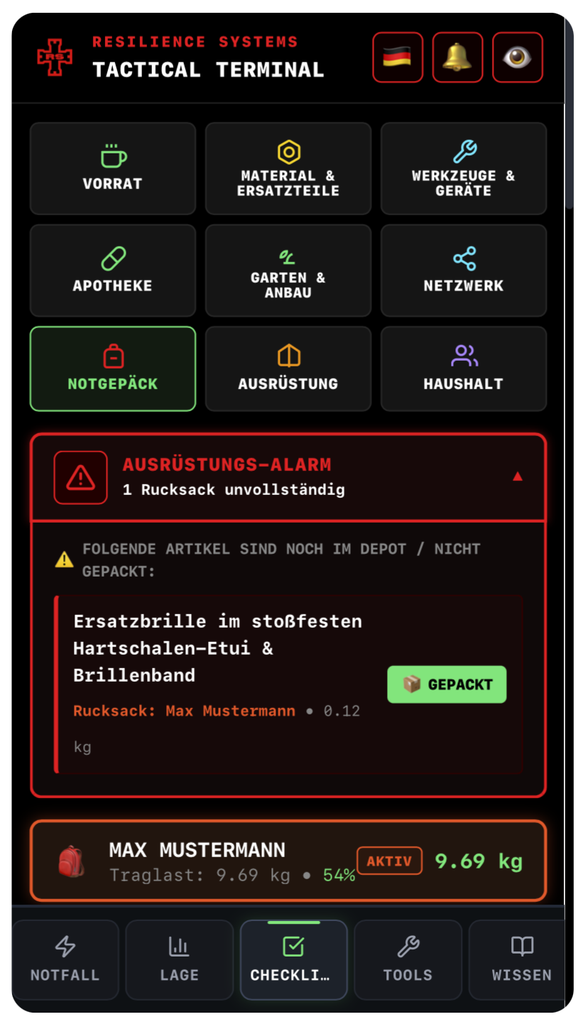 Ausrüstungs-Alarm